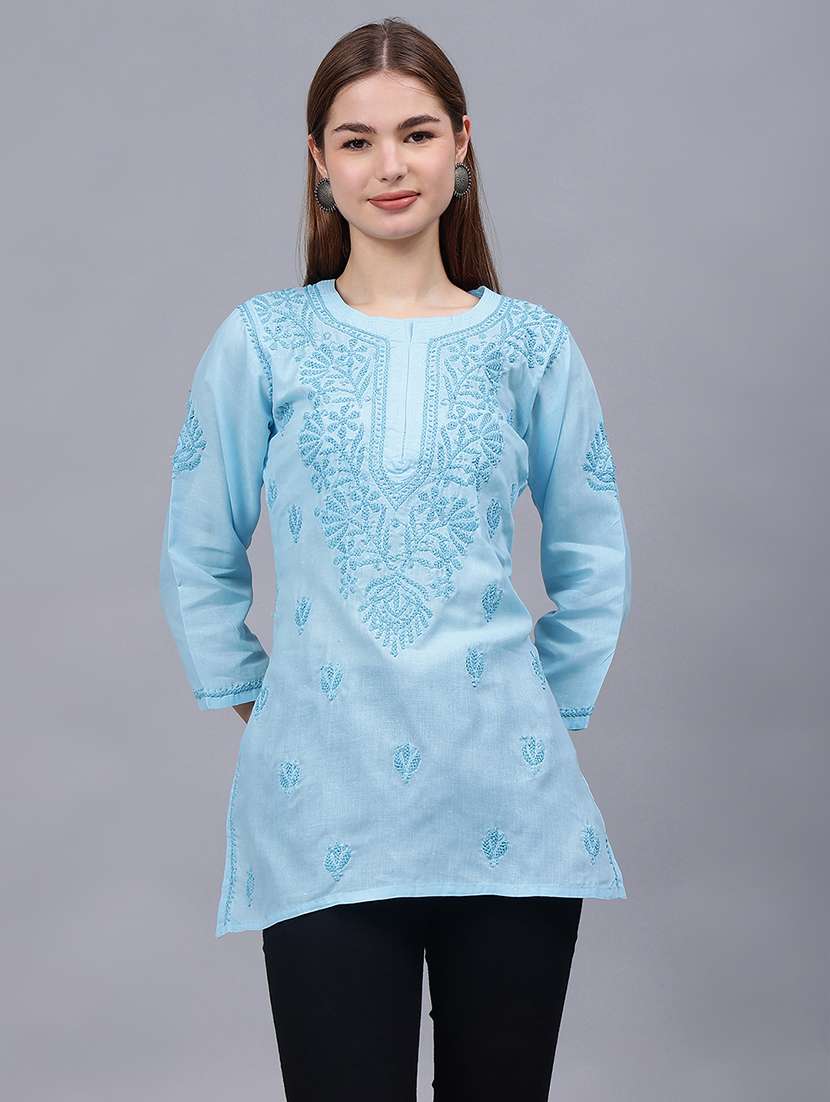 women chikankari straight kurti - 21531714 -  Zoom Image - 0