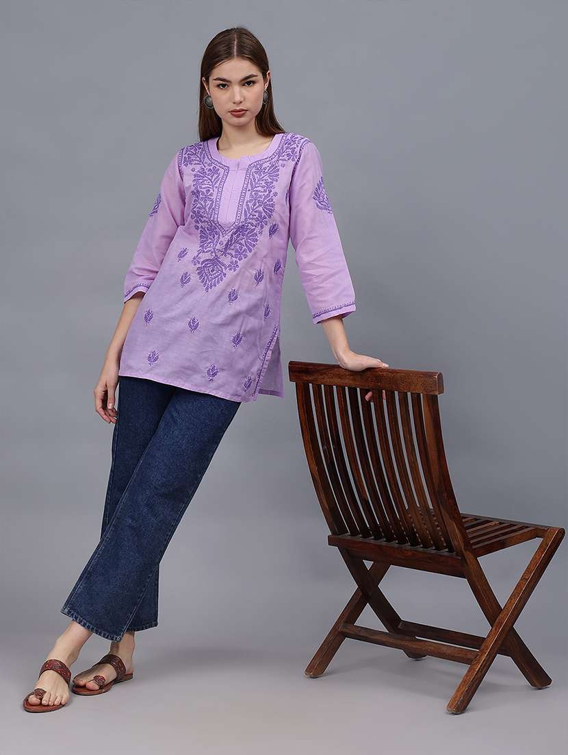 women chikankari straight kurti - 21531716 - Standard Image - 5