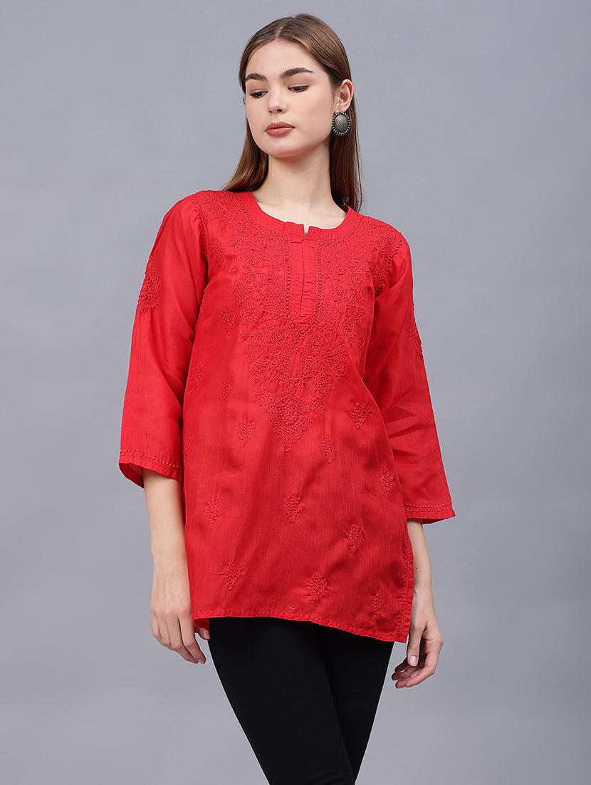 women chikankari straight kurti - 21531717 - Zoom Image - 0