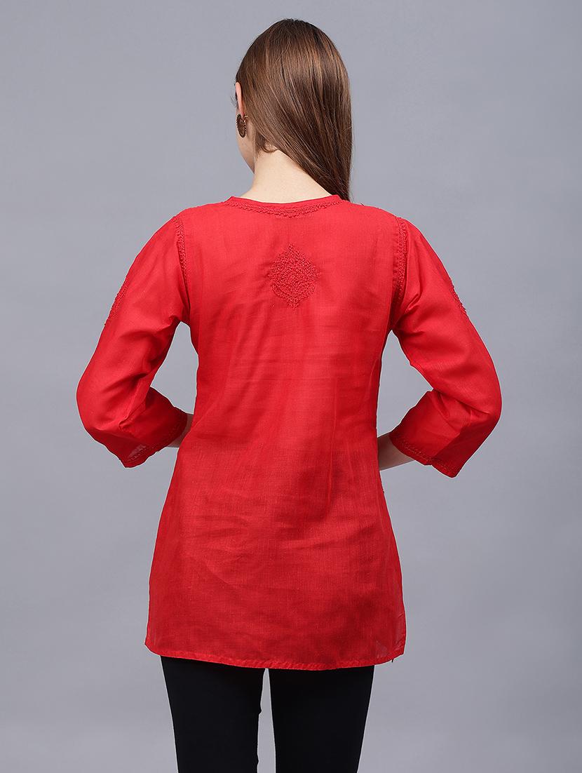 women chikankari straight kurti - 21531717 - Standard Image - 3