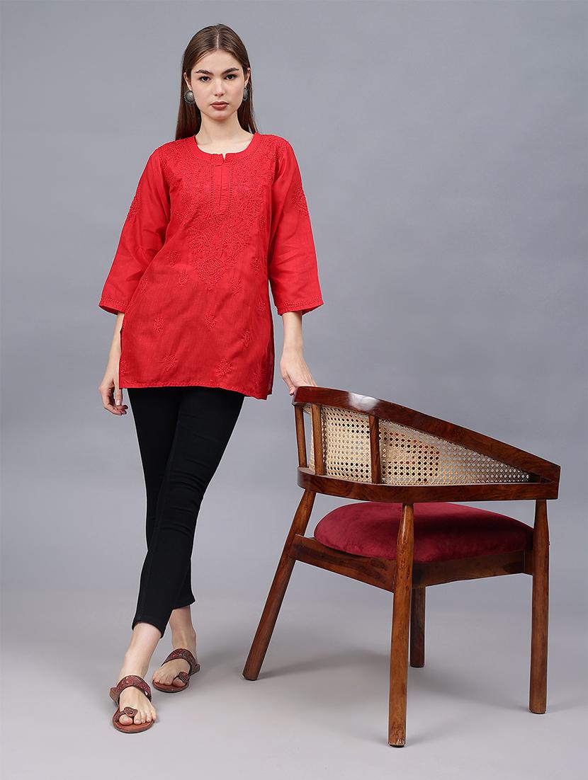 women chikankari straight kurti - 21531717 - Standard Image - 5