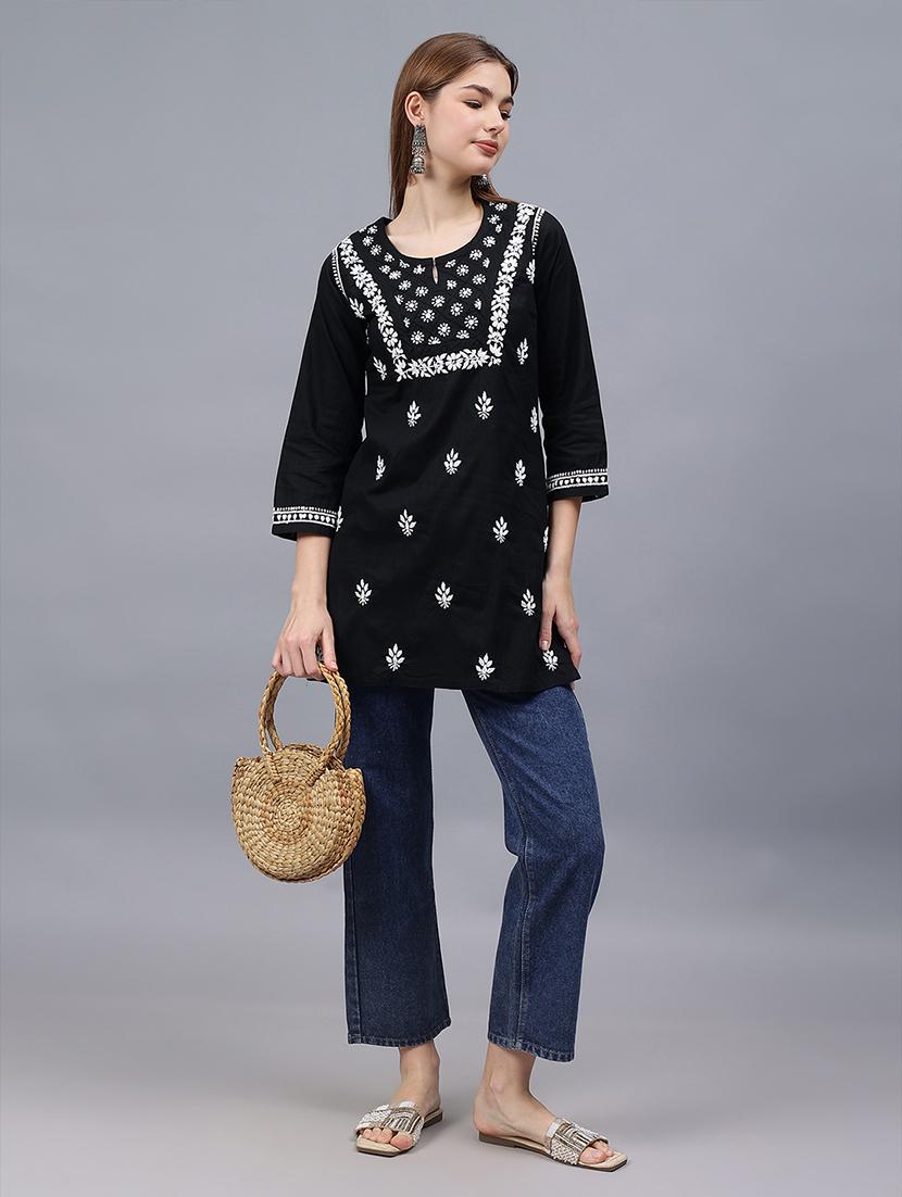women chikankari straight kurti - 21531725 - Standard Image - 5