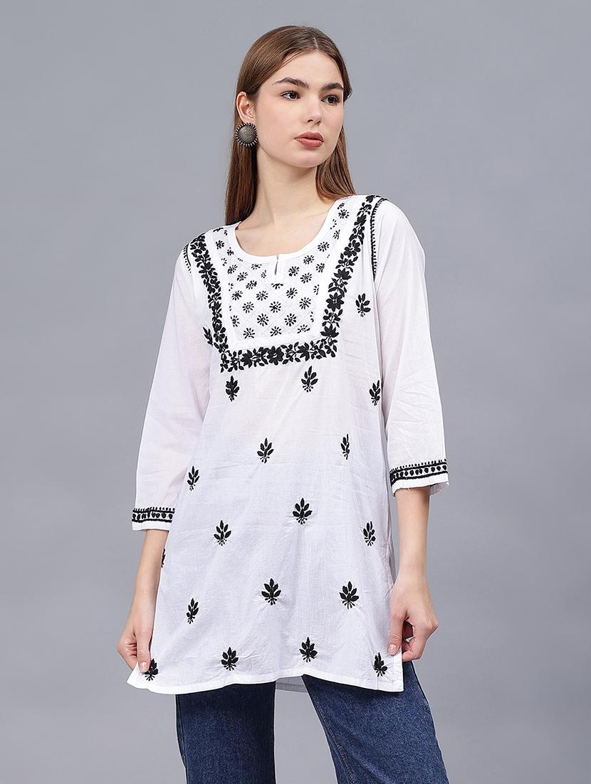 women chikankari straight kurti - 21531726 - Zoom Image - 0