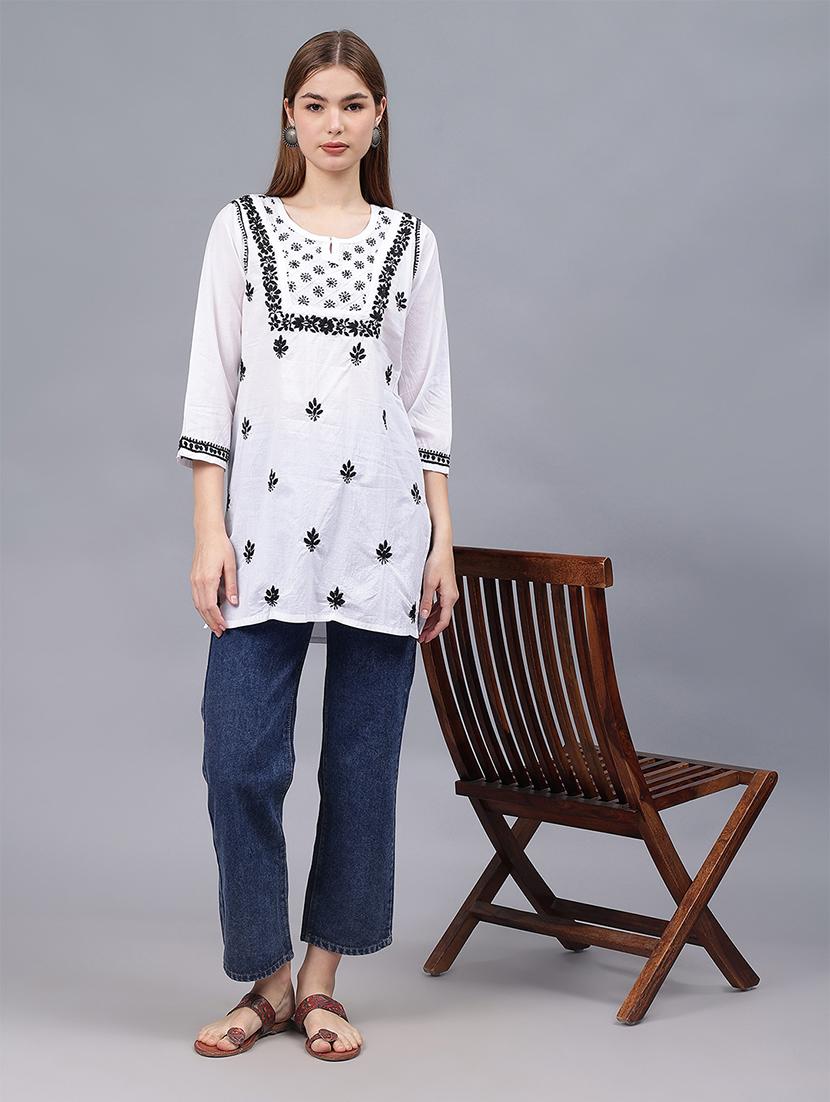 women chikankari straight kurti - 21531726 - Standard Image - 5