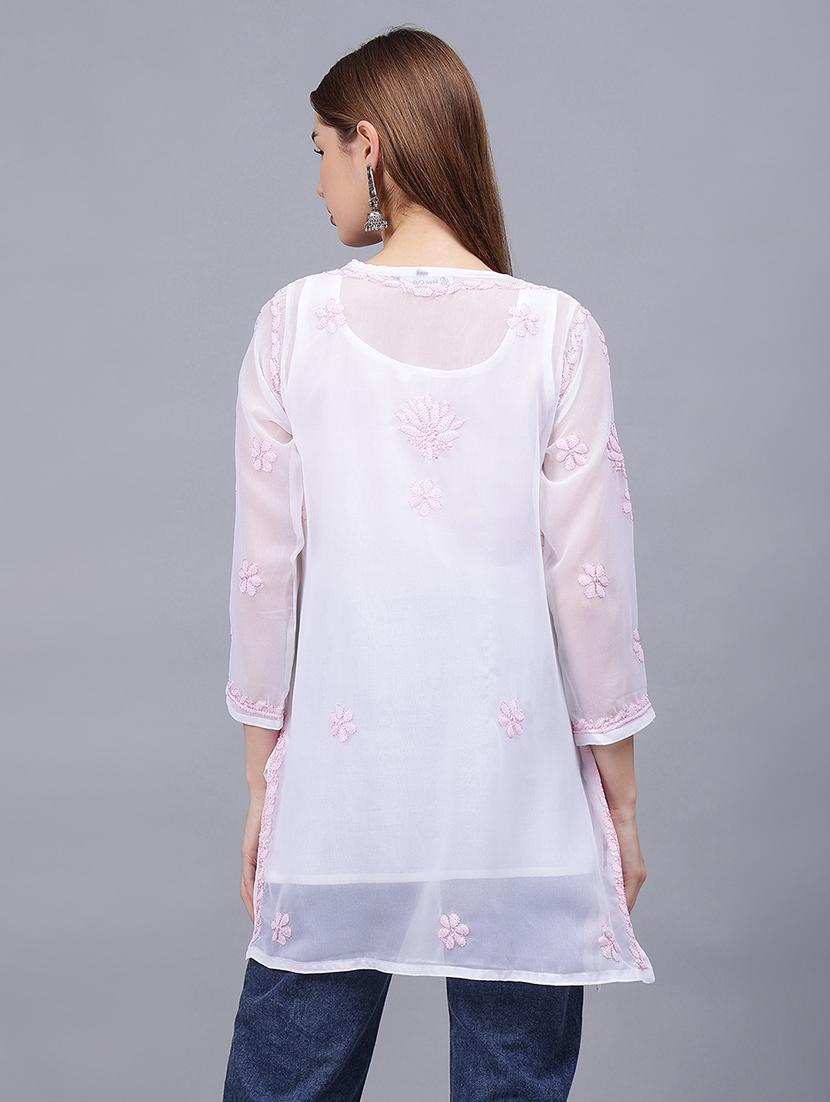 women chikankari straight kurti - 21531742 - Standard Image - 3