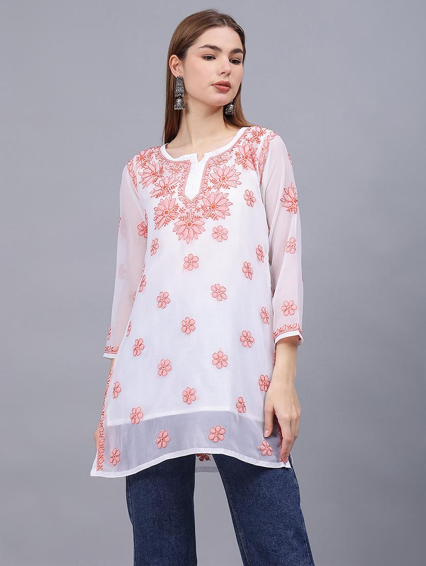 women chikankari straight kurti - 21531746 - Zoom Image - 0
