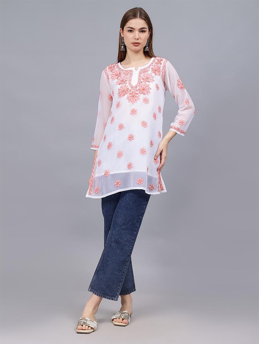 women chikankari straight kurti - 21531746 - Standard Image - 5