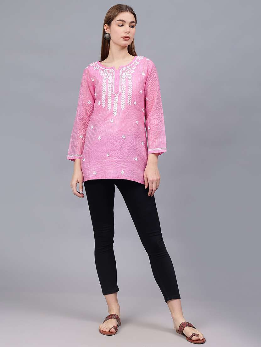 women chikankari straight kurti - 21531750 - Standard Image - 5