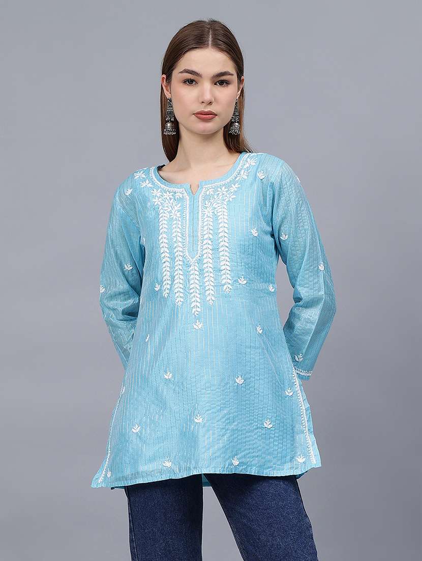 women chikankari straight kurti - 21531751 -  Zoom Image - 0