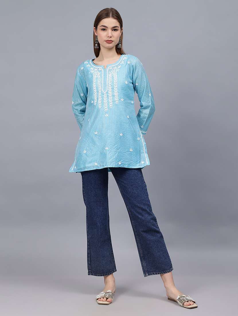 women chikankari straight kurti - 21531751 - Standard Image - 5