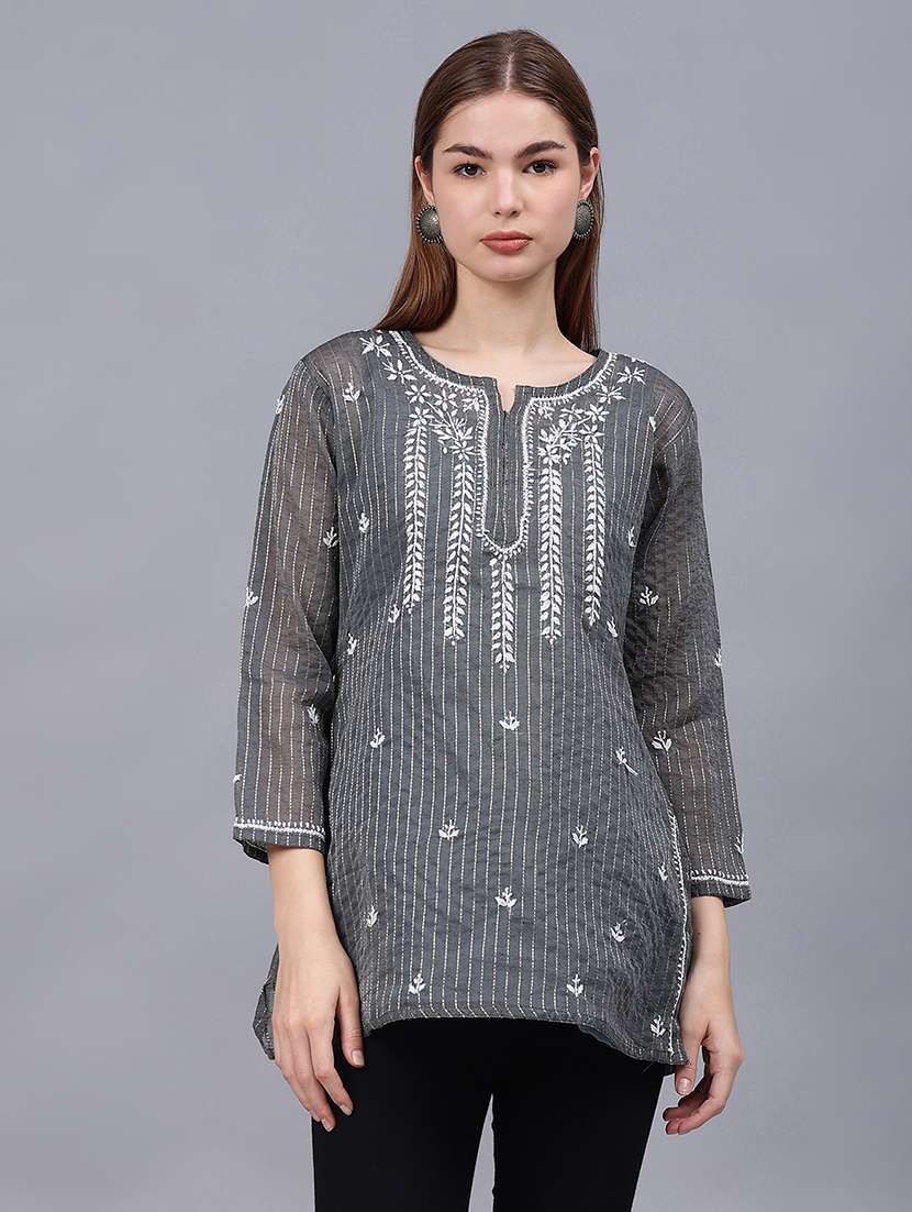 women chikankari straight kurti - 21531752 - Zoom Image - 0