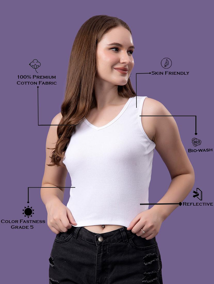 women solid sleeveless crop top - 21531756 - Standard Image - 3