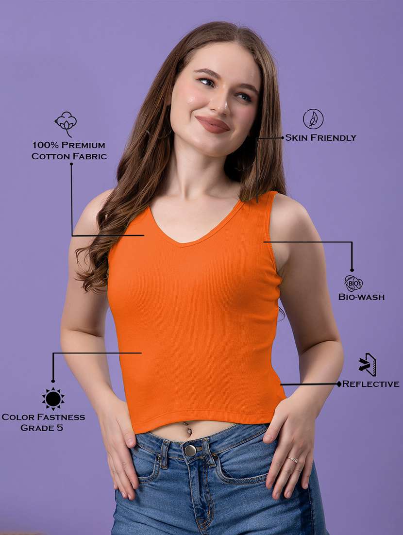 women solid sleeveless crop top - 21531758 - Standard Image - 3