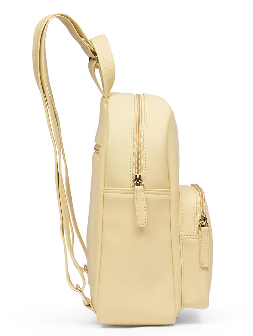 globus women yellow vegan leather ergonomic strap small backpack with pouch - 21531772 - Standard Image - 3