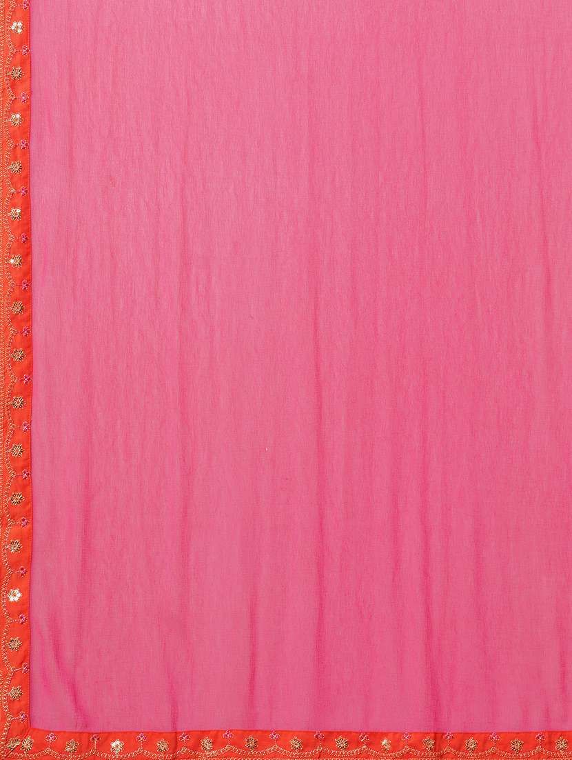 globus women orange sequin embroidered yoke straight kurta with sharara & patched lace contrast dupatta festive set - 21531822 -  Standard Image - 5