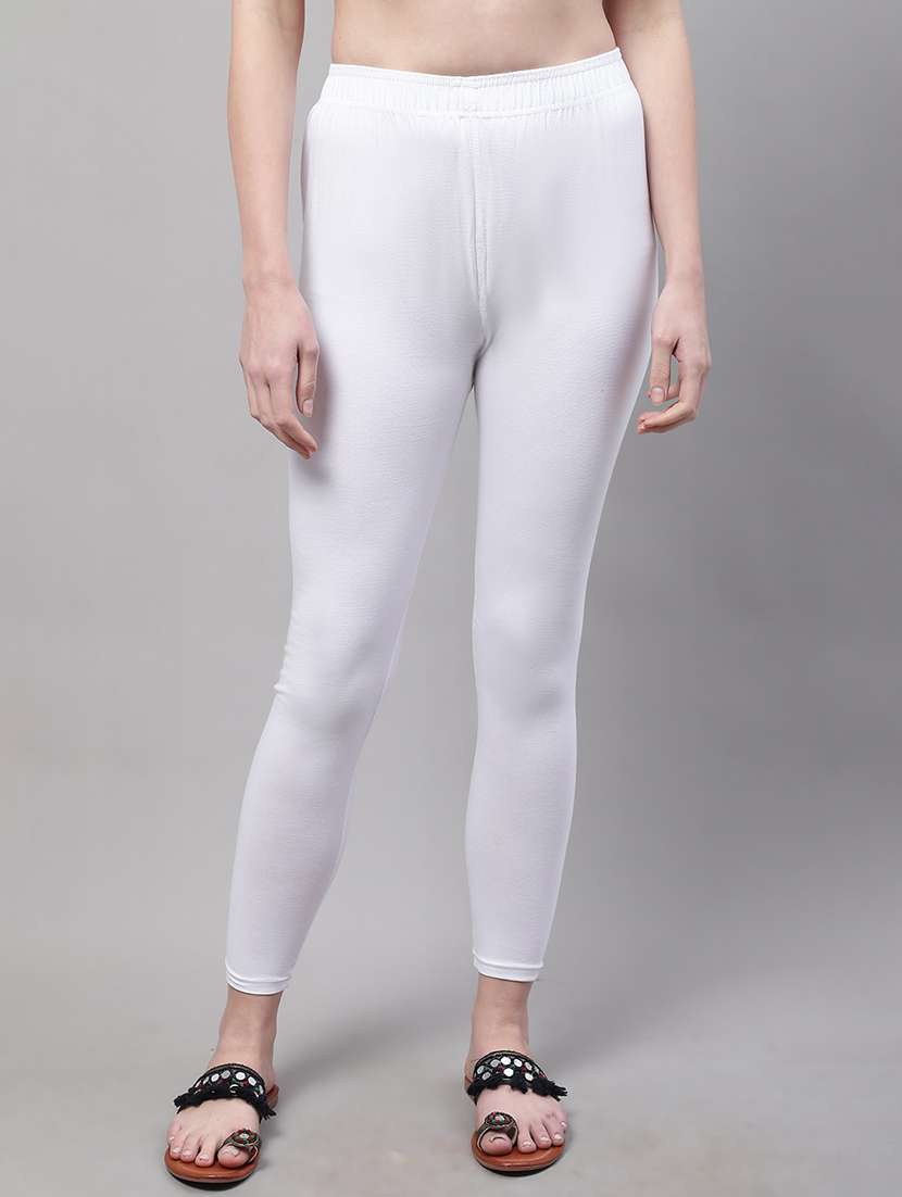 women solid ankle length leggings
