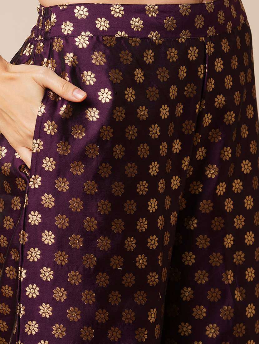 women purple boat neck poncho top & ankle length mid-rise pants fusion co-ord set  - 21531865 -  Standard Image - 5