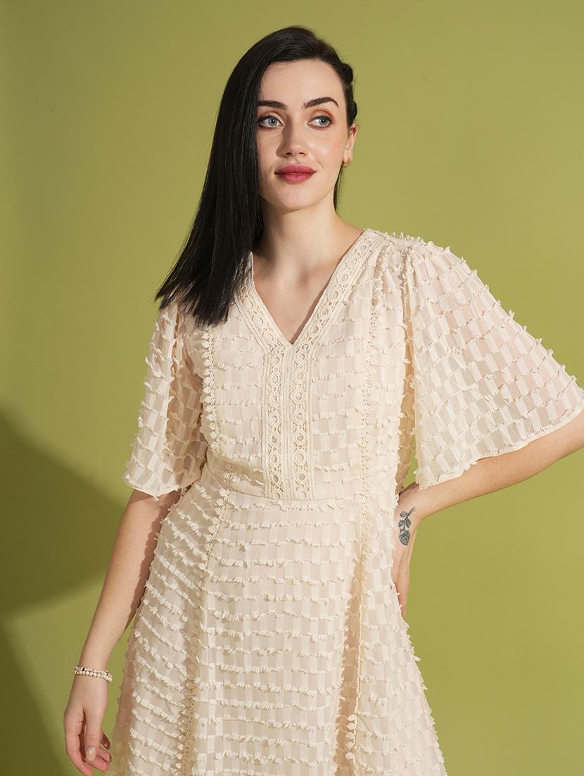 globus women white self design flutter sleeves lace insert a-line mini party dress - 21531923 - Standard Image - 3