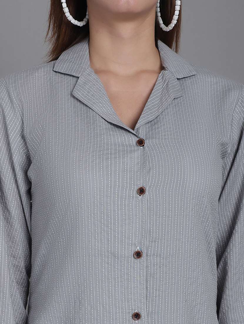 women collared stripes mini shirt dress - 21531951 -  Standard Image - 5