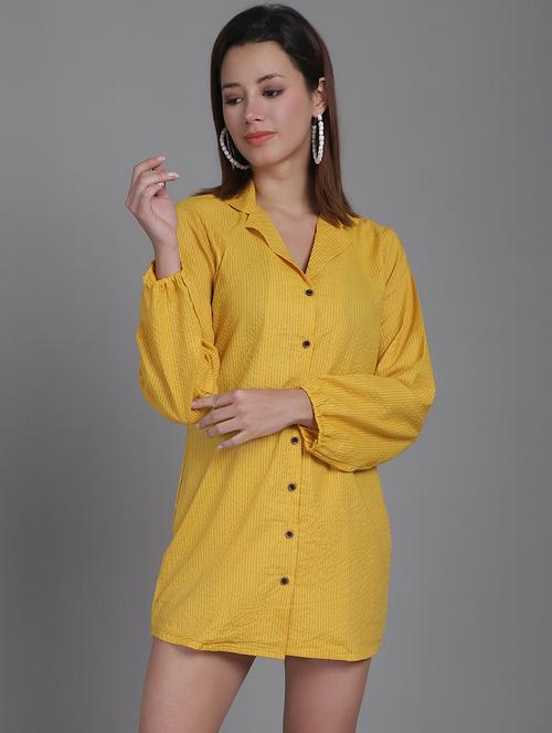 women collared stripes mini shirt dress - 21531952 - Standard Image - 0