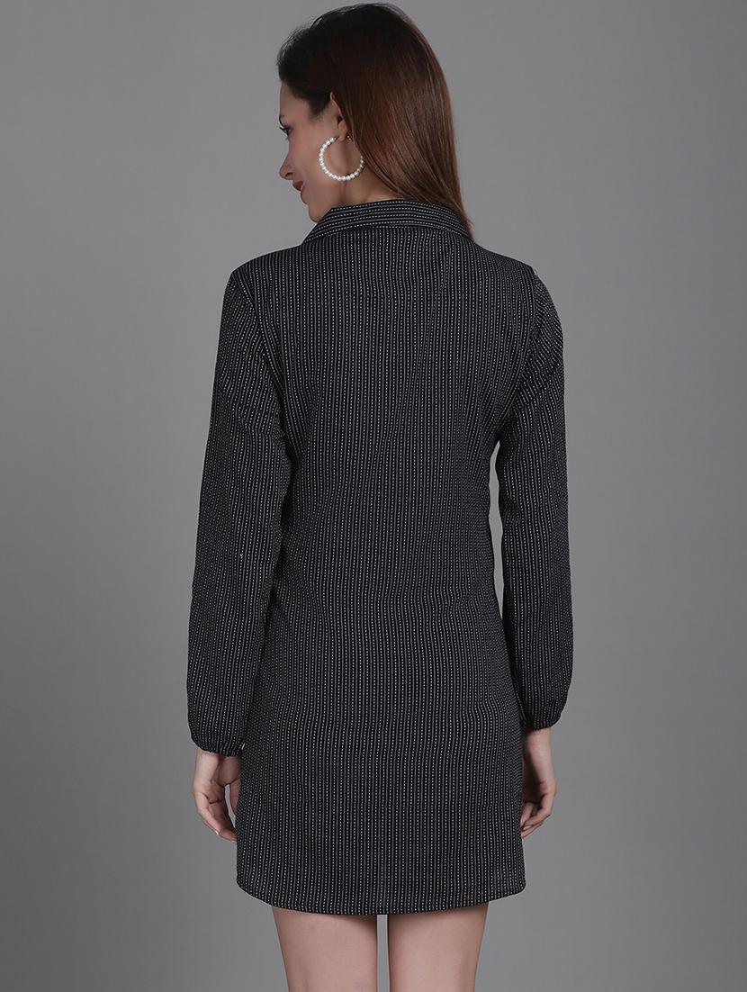 women collared stripes mini shirt dress - 21531954 - Standard Image - 3