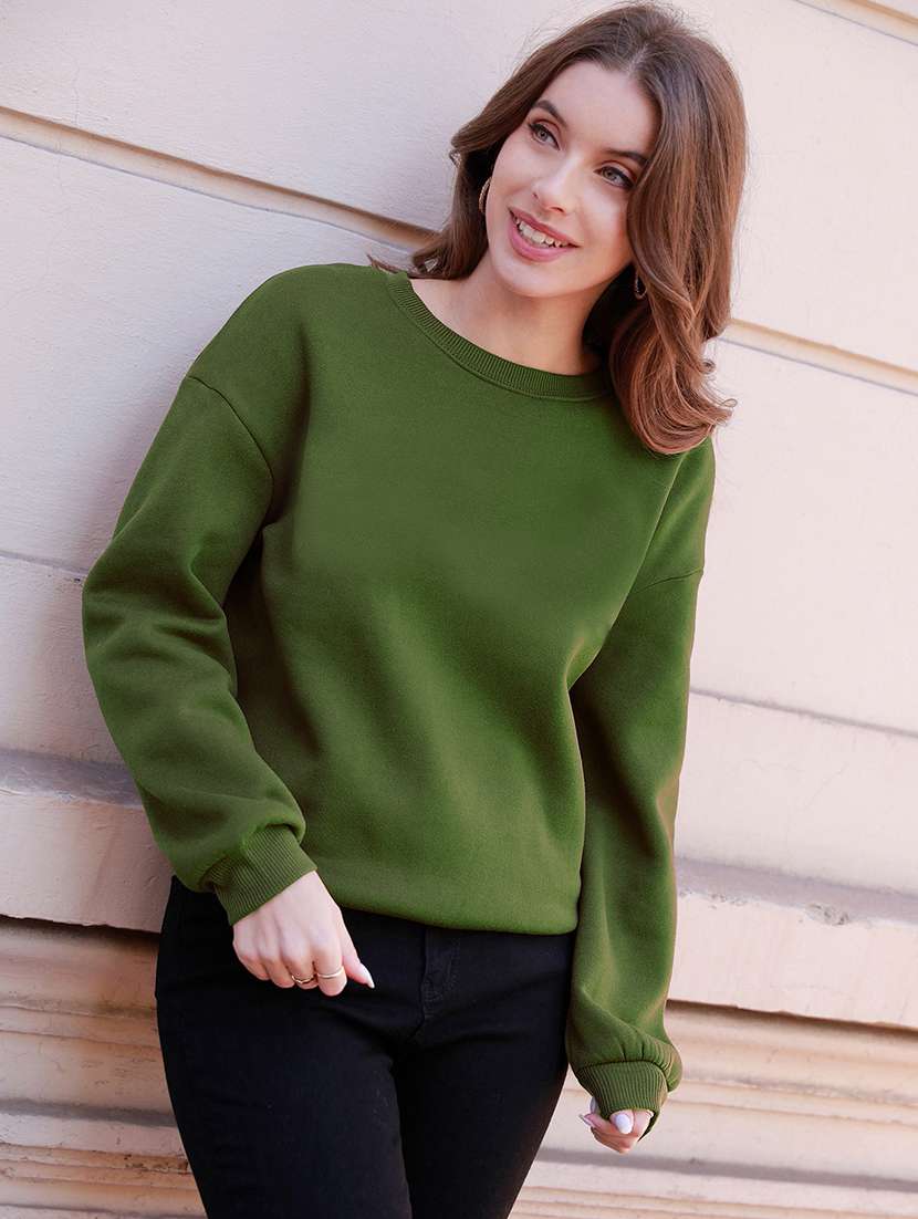 women long sleeve plain sweatshirt