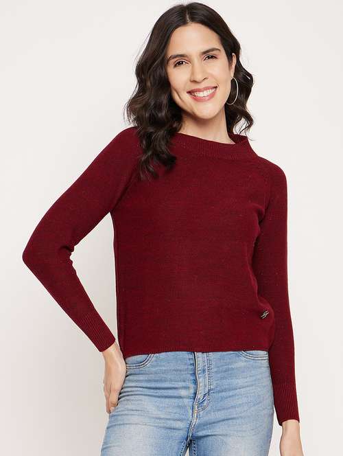 women long sleeve self design pullover - 21532038 - Standard Image - 0