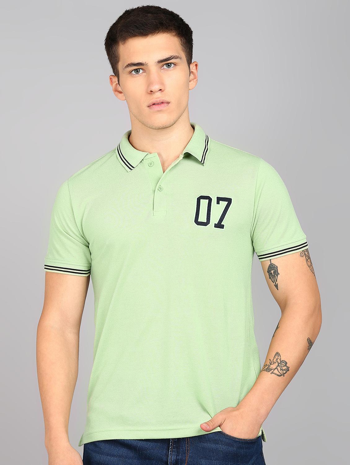 men placement print polo neck t-shirt