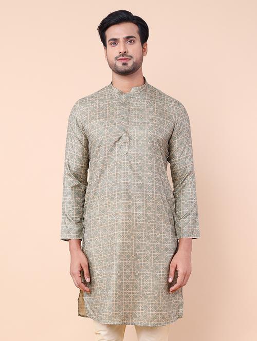 men mandarin neck printed long kurta - 21532189 - Standard Image - 0