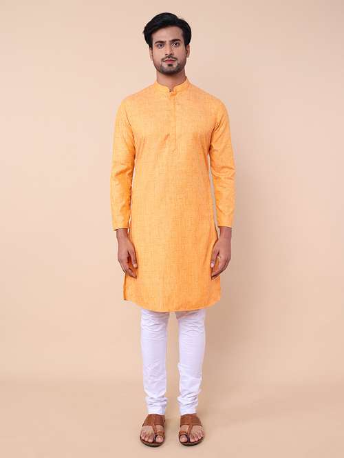 men self design mandarin neck long kurta - 21532190 - Standard Image - 0