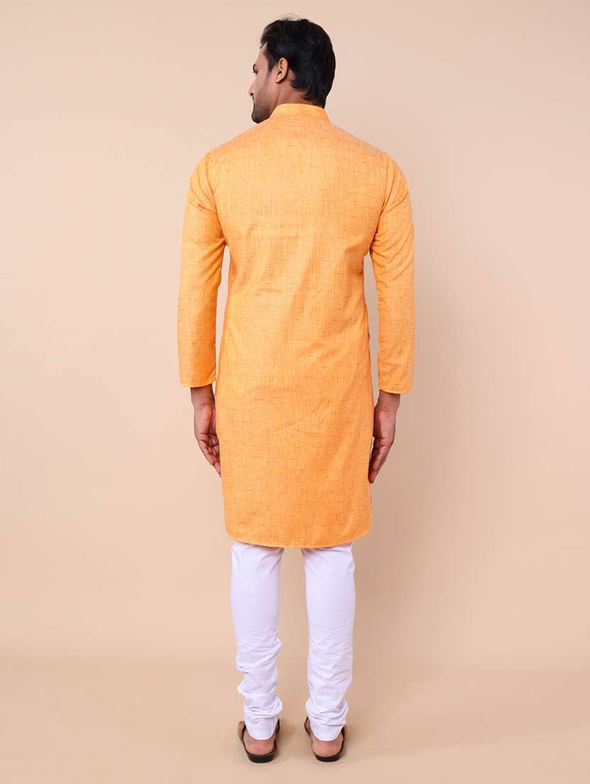 men self design mandarin neck long kurta - 21532190 - Standard Image - 3
