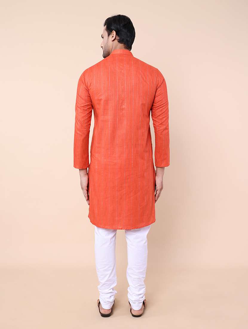men mandarin neck striped long kurta - 21532191 - Standard Image - 3