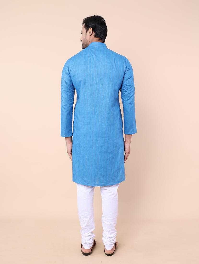 men mandarin neck striped long kurta - 21532193 - Standard Image - 3