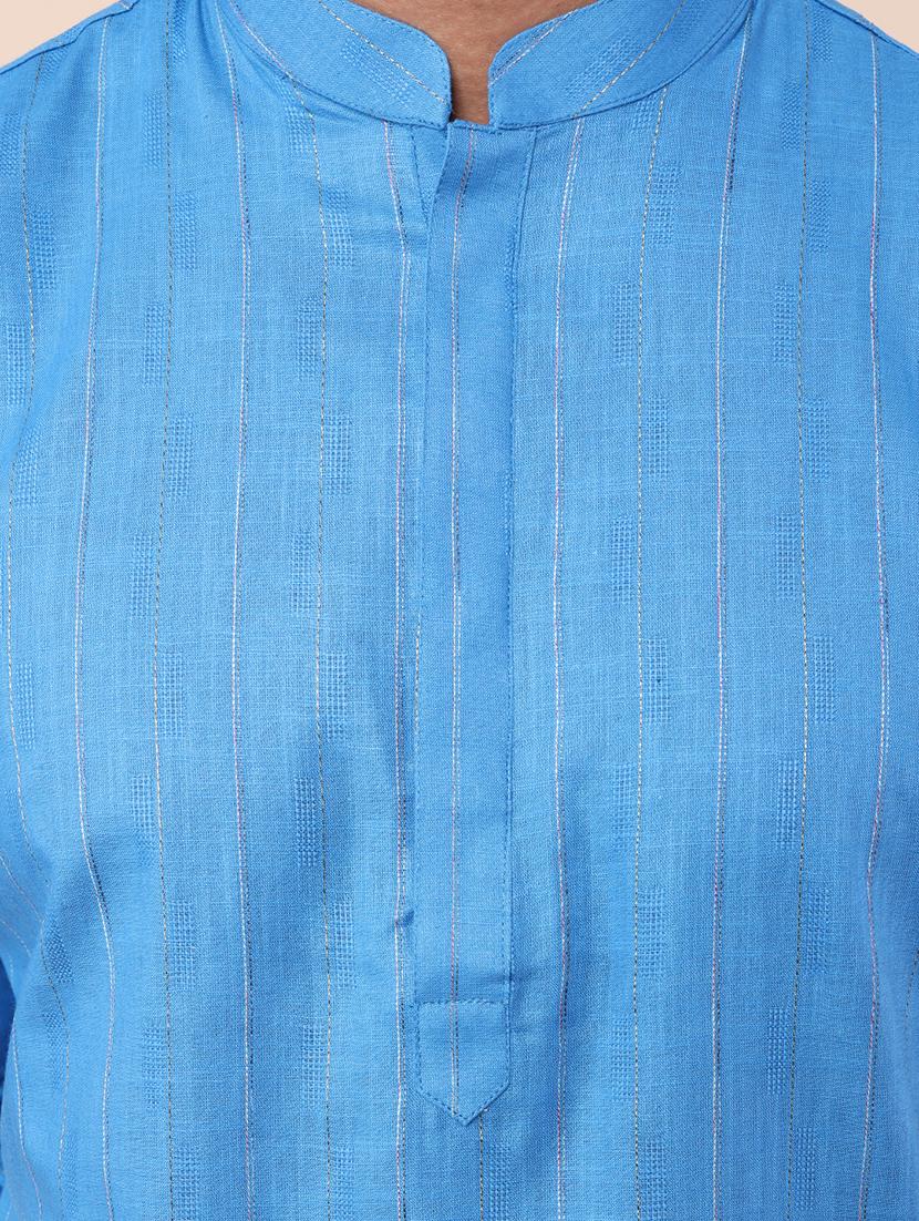 men mandarin neck striped long kurta - 21532193 - Standard Image - 5