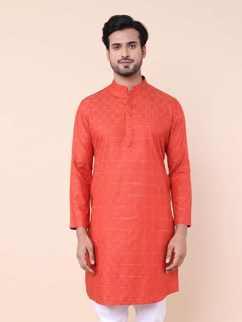 men self design mandarin neck kurta 