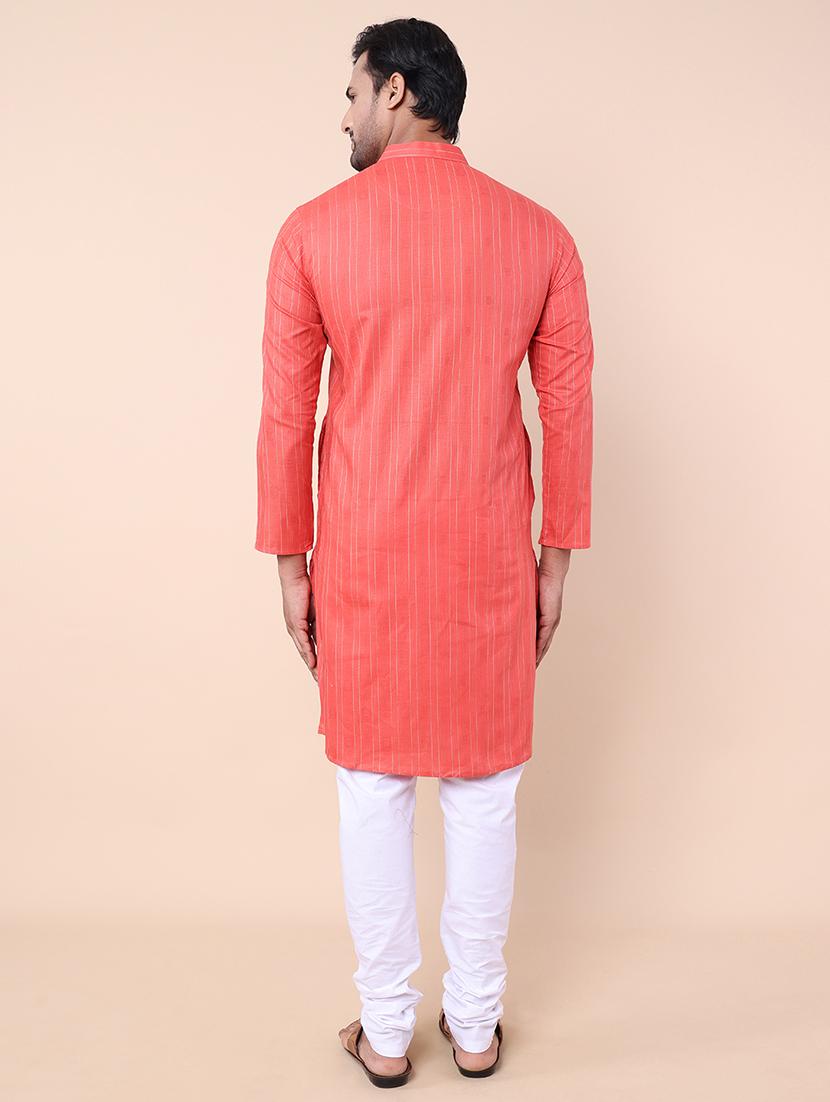 men striped mandarin neck long kurta - 21532199 - Standard Image - 3