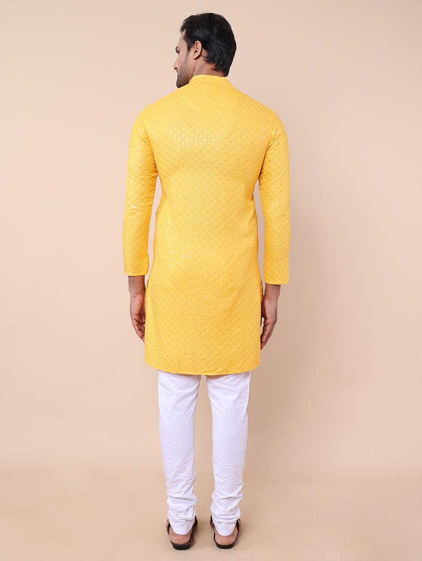 men embroidered mandarin neck kurta - 21532204 - Standard Image - 3