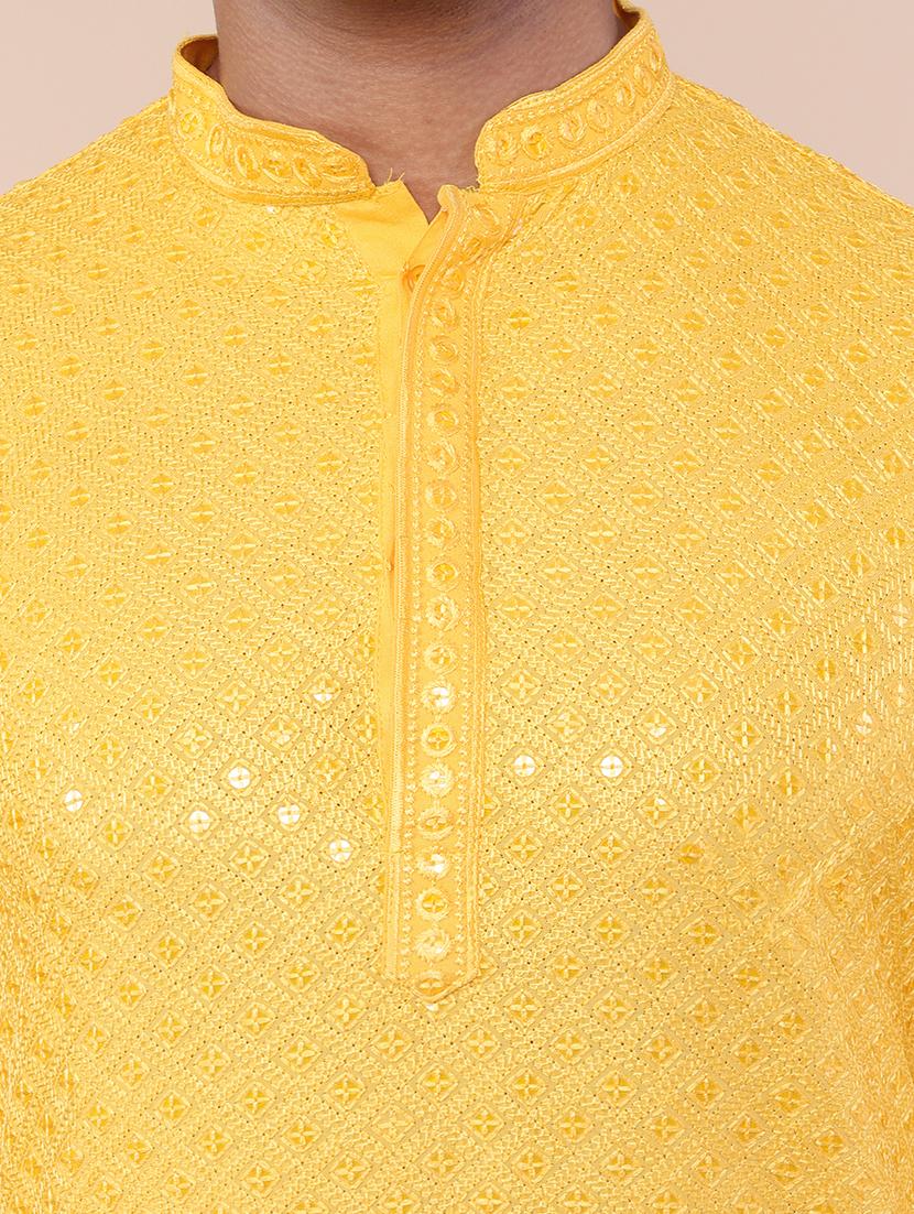 men embroidered mandarin neck kurta - 21532204 - Standard Image - 5