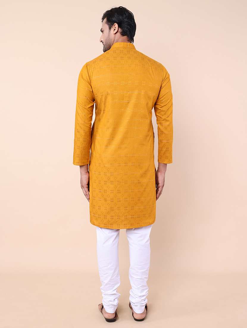 men self design mandarin neck kurta - 21532230 - Standard Image - 3
