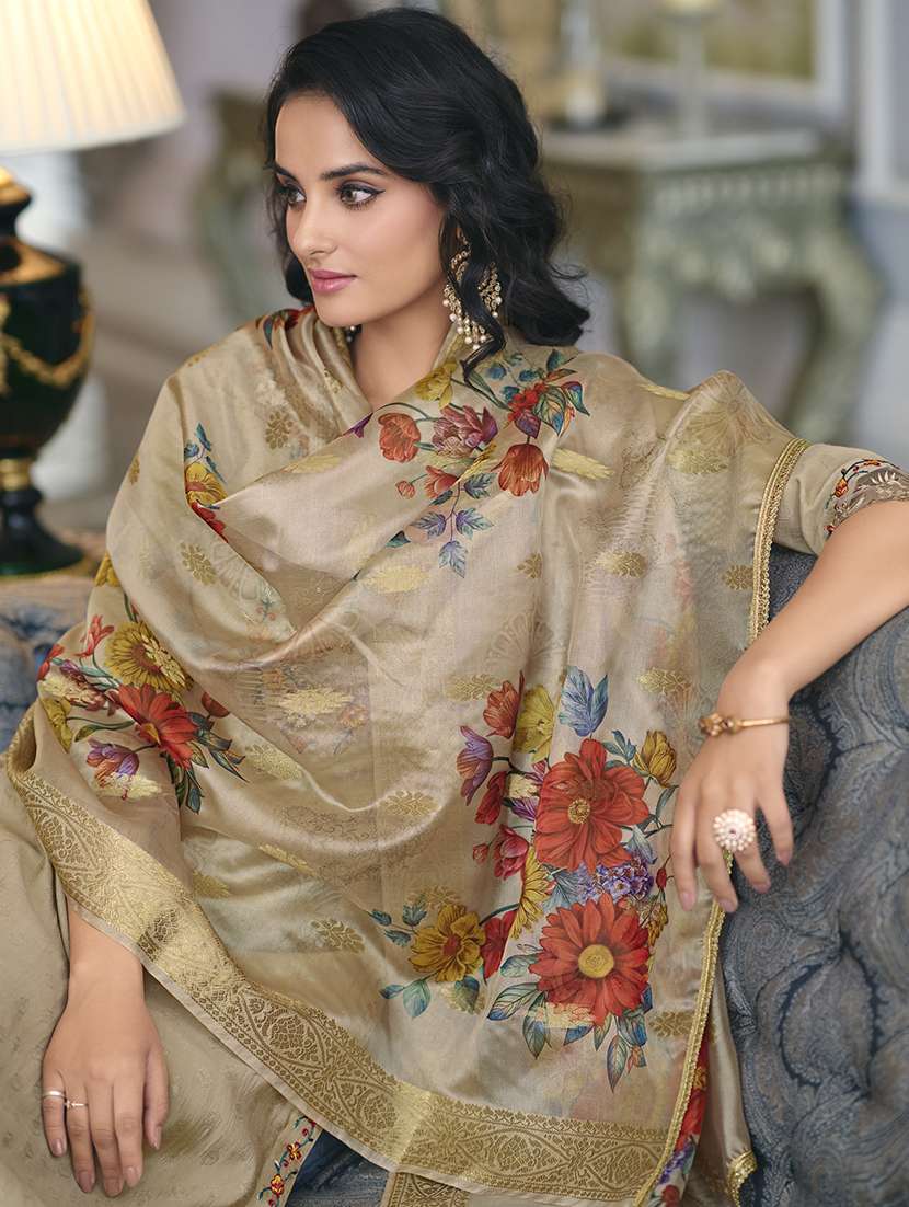 women three quarter sleeve kurta palazzo with dupatta set - 21532257 -  Standard Image - 3