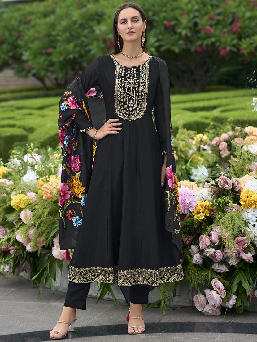 women black long sleeve kurta pant with dupatta set - 21532267 -  Zoom Image - 0