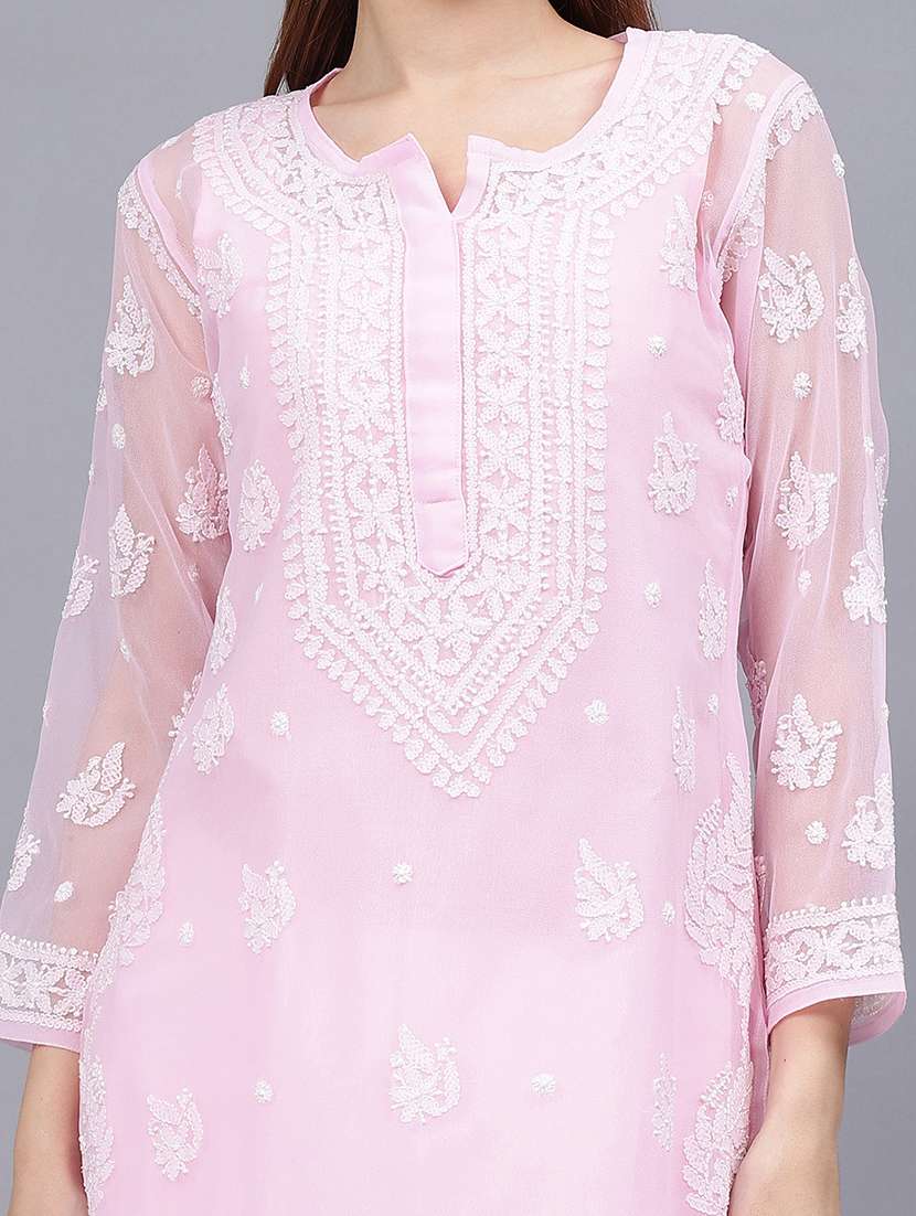 women three quarter sleeves chikankari kurta - 21532297 - Standard Image - 5