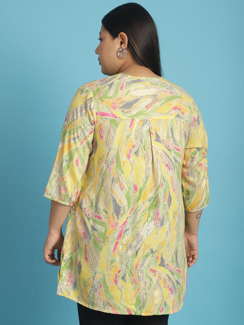 women plus size printed mandarin neck shirt - 21532397 - Standard Image - 3