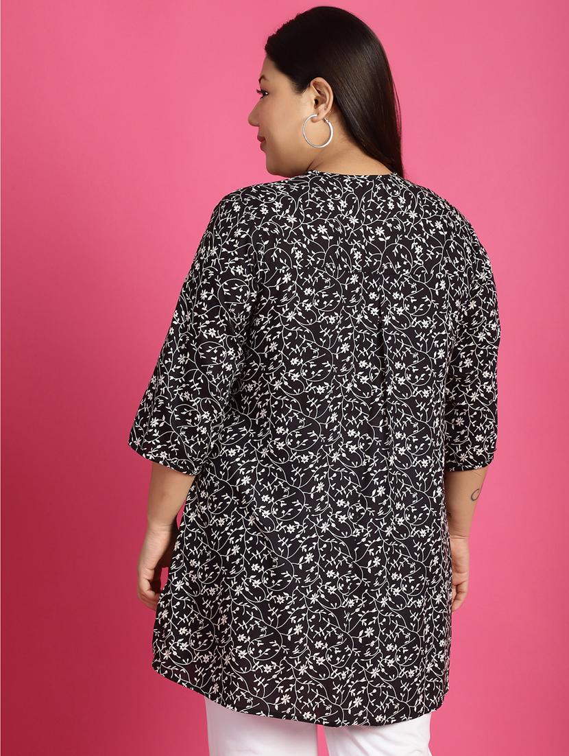 women plus size printed mandarin neck shirt - 21532400 - Standard Image - 3