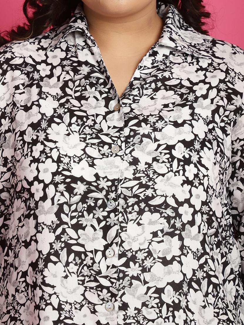 women plus size printed collared shirt - 21532408 - Standard Image - 5