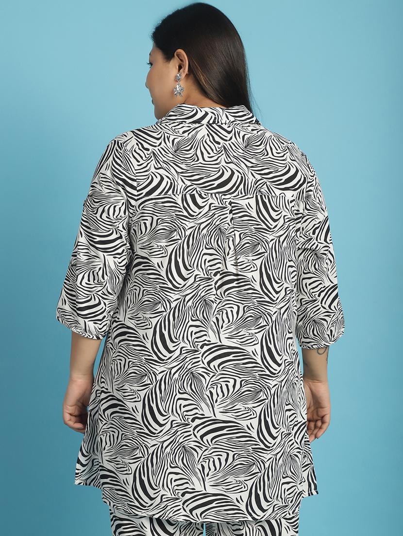 women plus size printed collared shirt - 21532416 - Standard Image - 3