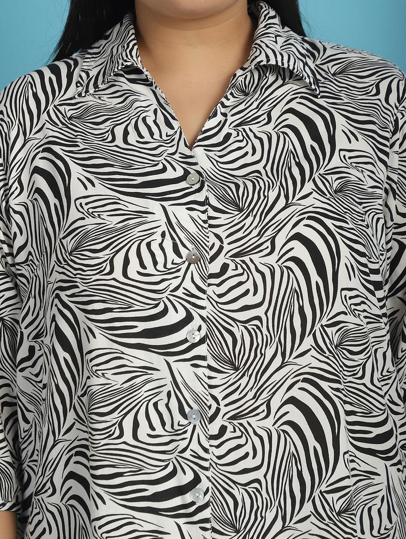 women plus size printed collared shirt - 21532416 - Standard Image - 5