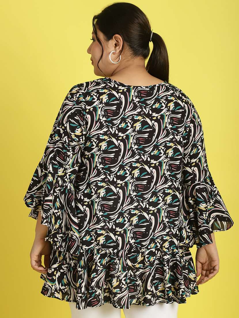 women v neck printed high-low top - 21532420 -  Standard Image - 3