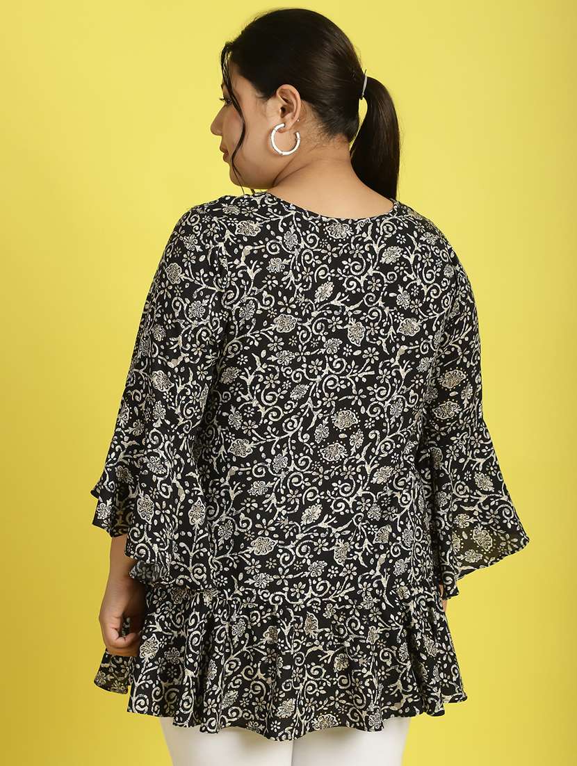 women v neck printed high-low top - 21532421 -  Standard Image - 3