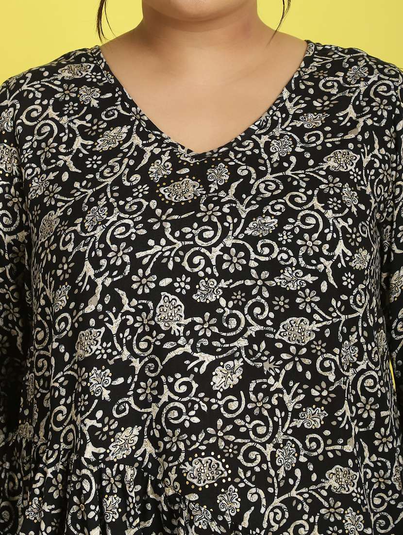 women v neck printed high-low top - 21532421 -  Standard Image - 5